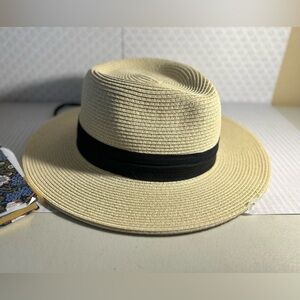 Stylish Straw Hat with Black Band